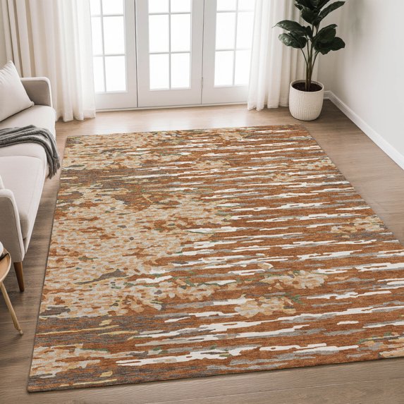 Addison Rugs Chantille Indoor/Outdoor Transitional Abstract Paprika Machine Washable Rectangle Rug, 5' x 7'6"
