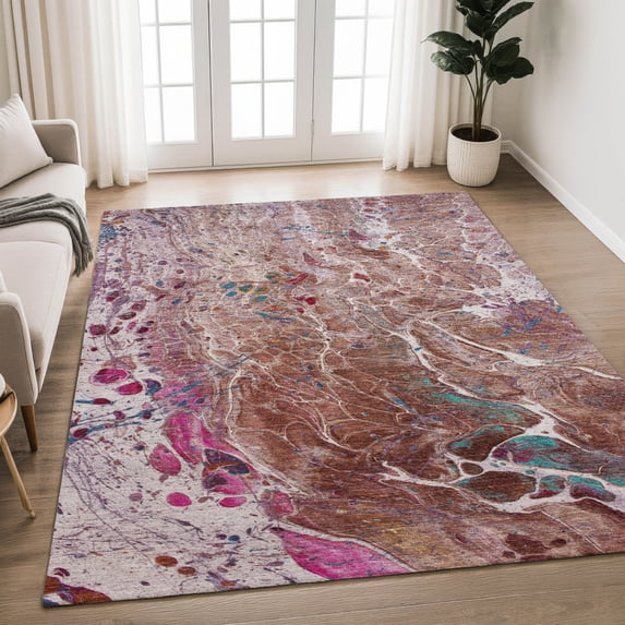 Addison Rugs Chantille Indoor/Outdoor Transitional Abstract Paprika Machine Washable Rectangle Rug, 8' x 10'