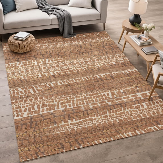 Addison Rugs Chantille Indoor/Outdoor Transitional Abstract Paprika Machine Washable Rectangle Rug, 9' x 12'