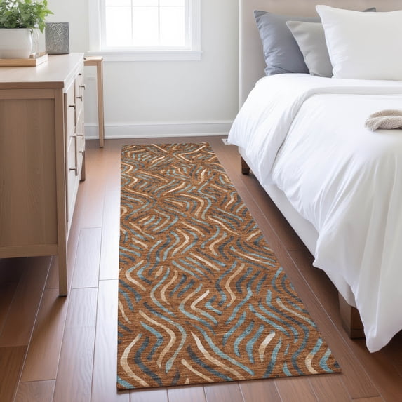 Addison Rugs Chantille Indoor/Outdoor Transitional Abstract Paprika Machine Washable Runner Rug, 2'3" x 7'6"