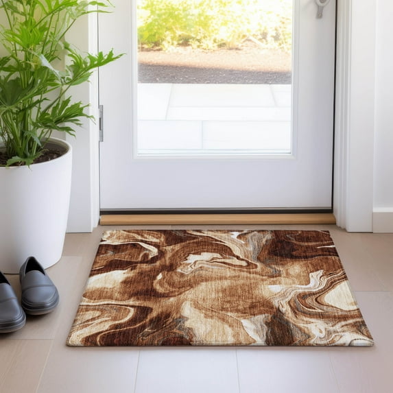 Addison Rugs Chantille Indoor/Outdoor Transitional Abstract Paprika Washable Rectangle Rug, 1'8" x 2'6"