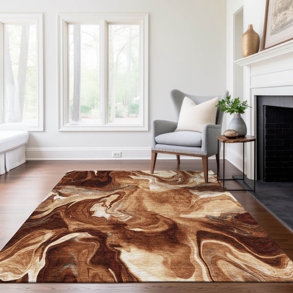 Addison Rugs Chantille Indoor/Outdoor Transitional Abstract Paprika Washable Rectangle Rug, 5' x 7'6"