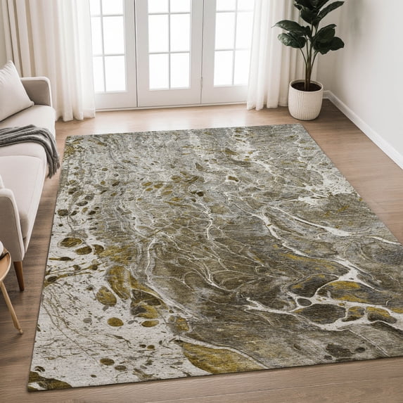 Addison Rugs Chantille Indoor/Outdoor Transitional Abstract Pewter Machine Washable Rectangle Rug, 3' x 5'