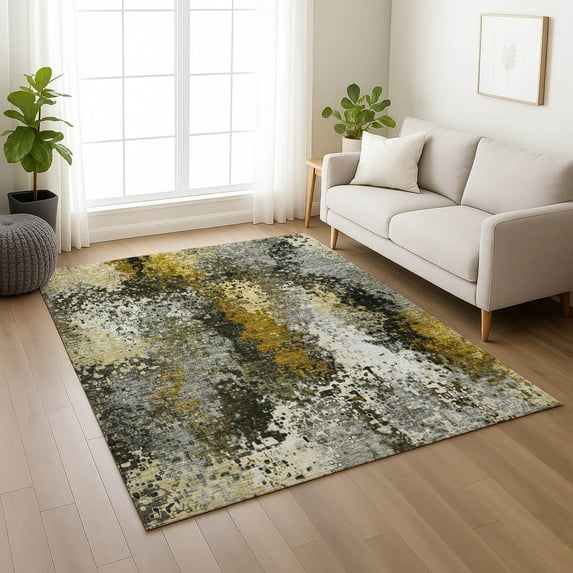 Addison Rugs Chantille Indoor/Outdoor Transitional Abstract Pewter Machine Washable Rectangle Rug, 9' x 12'