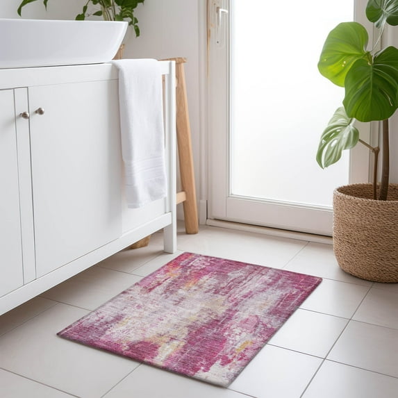 Addison Rugs Chantille Indoor/Outdoor Transitional Abstract Pink Washable Rectangle Rug, 1'8" x 2'6"