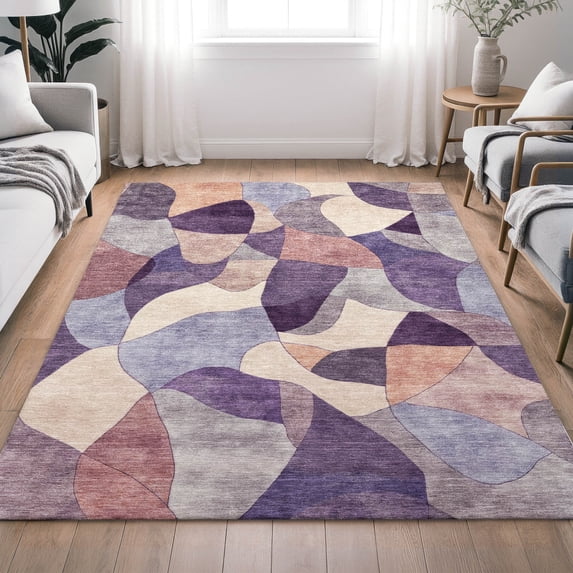 Addison Rugs Chantille Indoor/Outdoor Transitional Abstract Plum Machine Washable Rectangle Rug, 3' x 5'
