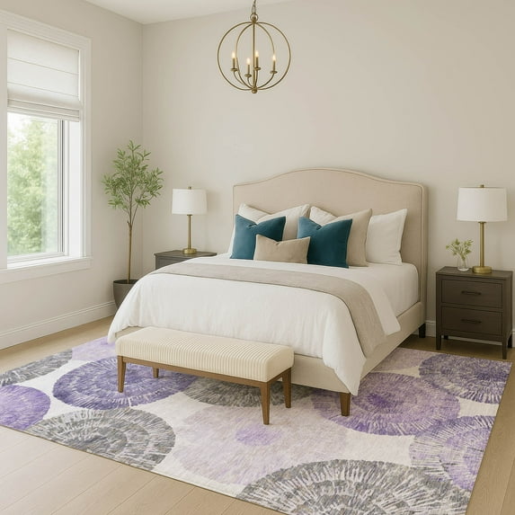 Addison Rugs Chantille Indoor/Outdoor Transitional Abstract Plum Machine Washable Rectangle Rug, 3' x 5'