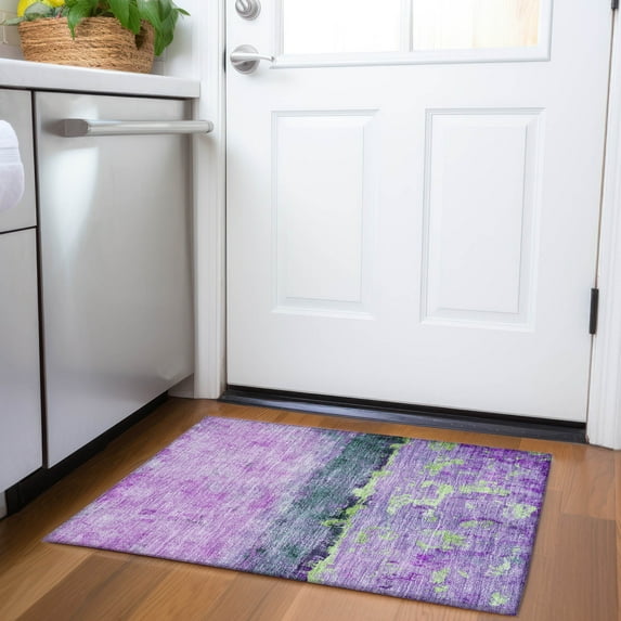 Addison Rugs Chantille Indoor/Outdoor Transitional Abstract Purple Washable Rectangle Rug, 1'8" x 2'6"