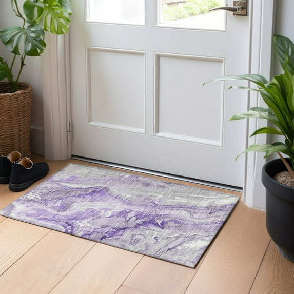 Addison Rugs Chantille Indoor/Outdoor Transitional Abstract Purple Washable Rectangle Rug, 1'8" x 2'6"