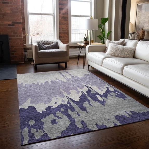 Addison Rugs Chantille Indoor/Outdoor Transitional Abstract Purple Washable Rectangle Rug, 9' x 12'