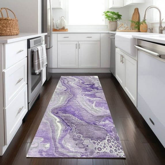 Addison Rugs Chantille Indoor/Outdoor Transitional Abstract Purple Washable Runner Rug, 2'3" x 7'6"