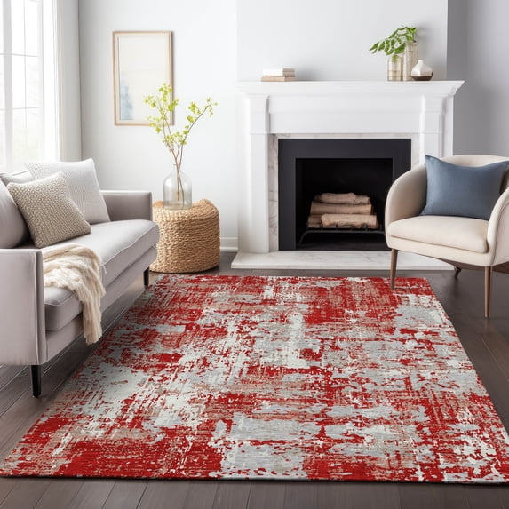 Addison Rugs Chantille Indoor/Outdoor Transitional Abstract Red Washable Rectangle Rug, 3' x 5'