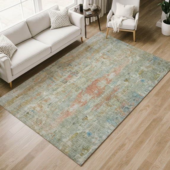 Addison Rugs Chantille Indoor/Outdoor Transitional Abstract Sage Machine Washable Rectangle Rug, 9' x 12'