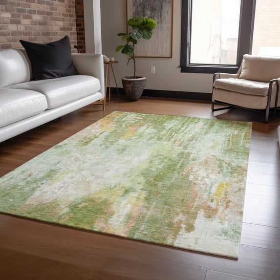 Addison Rugs Chantille Indoor/Outdoor Transitional Abstract Sage Washable Rectangle Rug, 5' x 7'6"