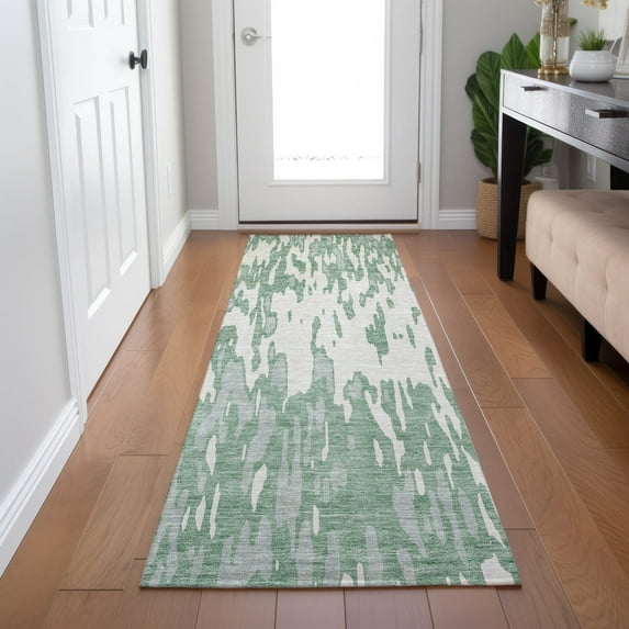 Addison Rugs Chantille Indoor/Outdoor Transitional Abstract Sage Washable Runner Rug, 2'3" x 7'6"