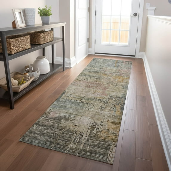 Addison Rugs Chantille Indoor/Outdoor Transitional Abstract Sage Washable Runner Rug, 2'3" x 7'6"