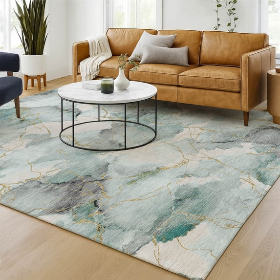 Addison Rugs Chantille Indoor/Outdoor Transitional Abstract Seafoam Machine Washable Rectangle Rug, 8' x 10'