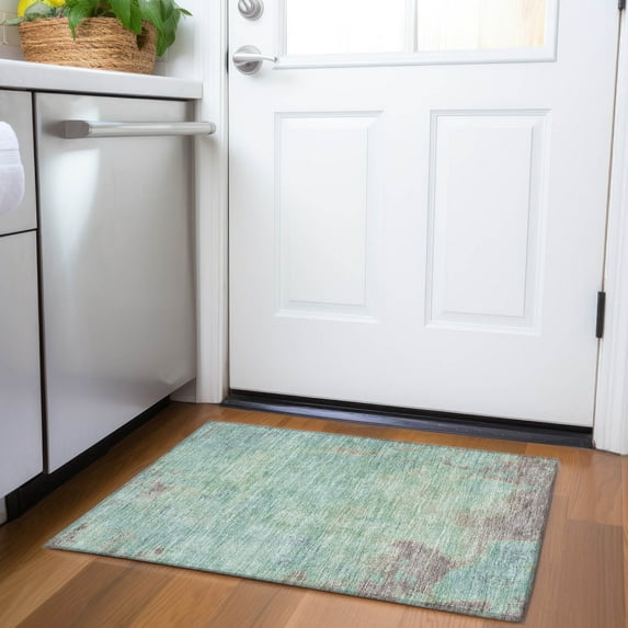 Addison Rugs Chantille Indoor/Outdoor Transitional Abstract Seafoam Washable Rectangle Rug, 1'8" x 2'6"