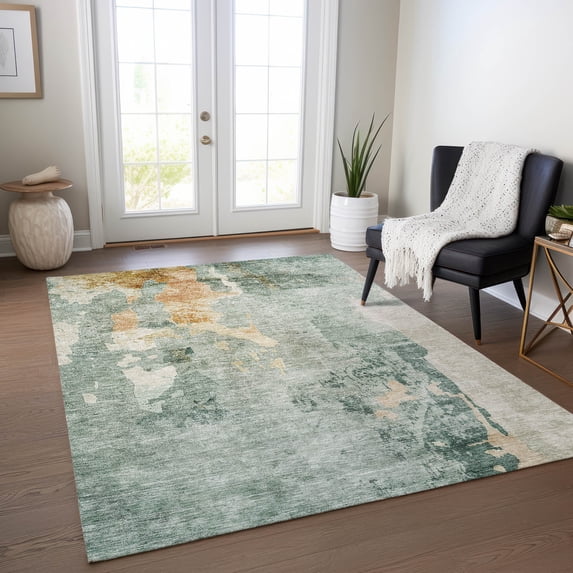 Addison Rugs Chantille Indoor/Outdoor Transitional Abstract Seafoam Washable Rectangle Rug, 9' x 12'