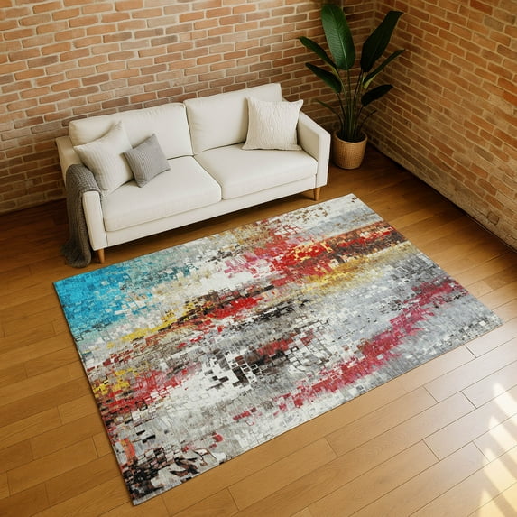 Addison Rugs Chantille Indoor/Outdoor Transitional Abstract Silver Machine Washable Rectangle Rug, 3' x 5'