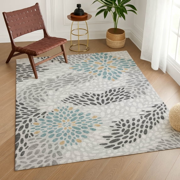 Addison Rugs Chantille Indoor/Outdoor Transitional Abstract Silver Machine Washable Rectangle Rug, 9' x 12'