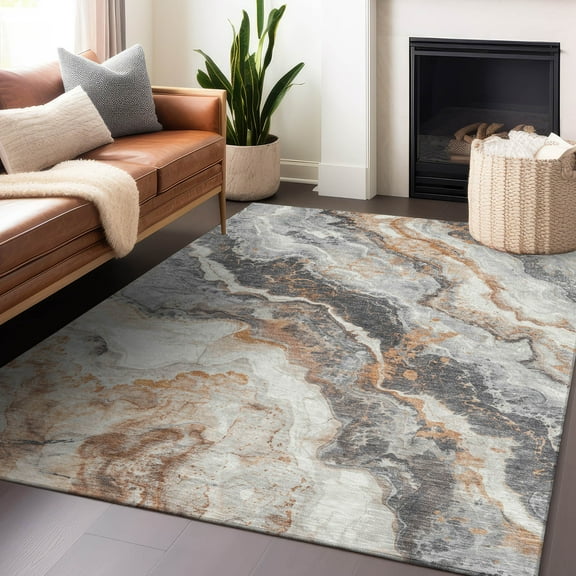 Addison Rugs Chantille Indoor/Outdoor Transitional Abstract Silver Washable Rectangle Rug, 3' x 5'