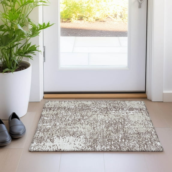 Addison Rugs Chantille Indoor/Outdoor Transitional Abstract Taupe Washable Rectangle Rug, 1'8" x 2'6"