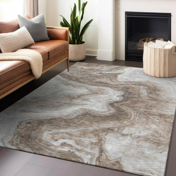 Addison Rugs Chantille Indoor/Outdoor Transitional Abstract Taupe Washable Rectangle Rug, 5' x 7'6"