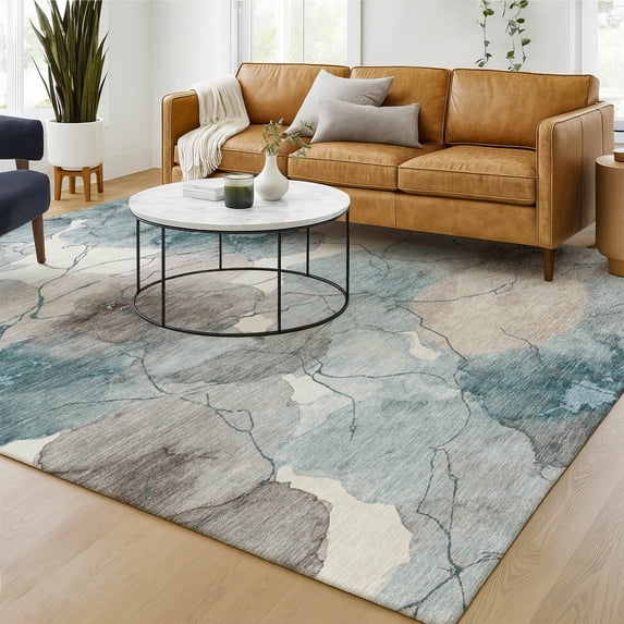 Addison Rugs Chantille Indoor/Outdoor Transitional Abstract Teal Machine Washable Rectangle Rug, 3' x 5'