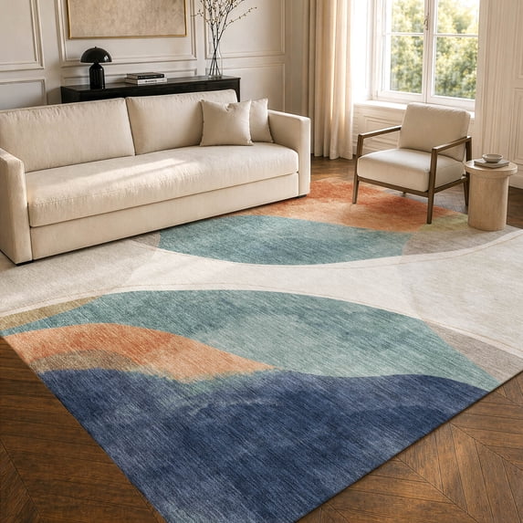 Addison Rugs Chantille Indoor/Outdoor Transitional Abstract Teal Machine Washable Rectangle Rug, 3' x 5'