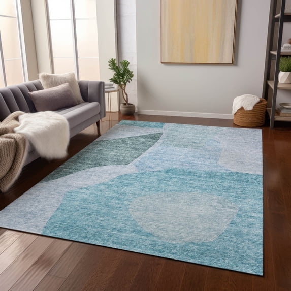 Addison Rugs Chantille Indoor/Outdoor Transitional Abstract Teal Washable Rectangle Rug, 2'6" x 3'10"