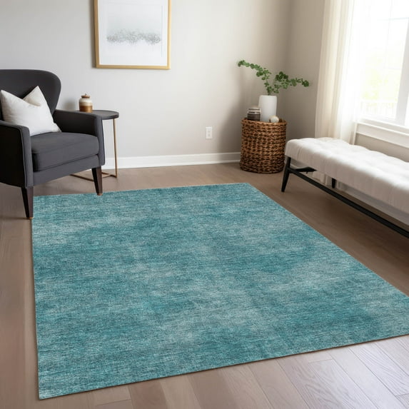Addison Rugs Chantille Indoor/Outdoor Transitional Abstract Teal Washable Rectangle Rug, 9' x 12'