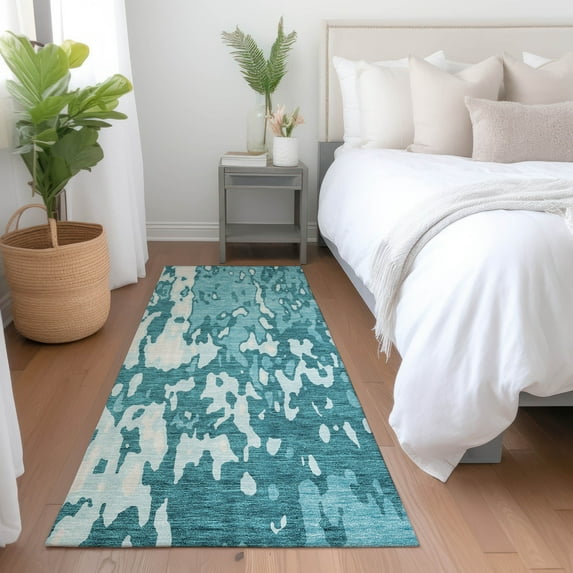 Addison Rugs Chantille Indoor/Outdoor Transitional Abstract Teal Washable Runner Rug, 2'3" x 7'6"