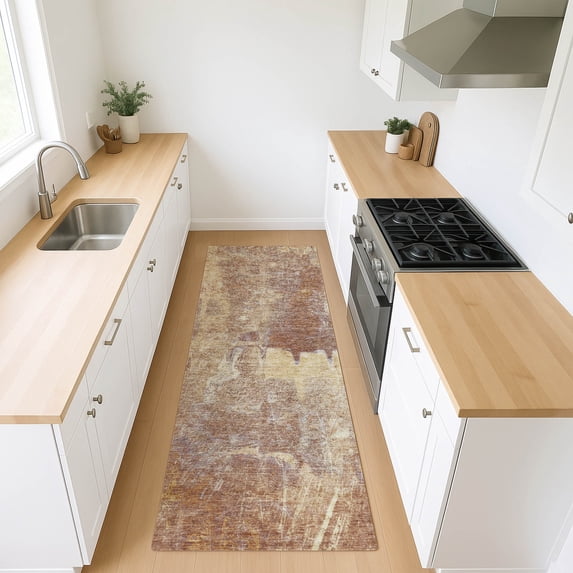 Addison Rugs Chantille Indoor/Outdoor Transitional Abstract Terracotta Machine Washable Runner Rug, 2'3" x 7'6"