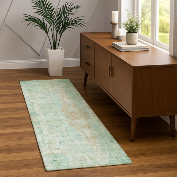 Addison Rugs Chantille Indoor/Outdoor Transitional Abstract Turquoise Machine Washable Runner Rug, 2'3" x 7'6"