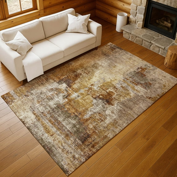 Addison Rugs Chantille Indoor/Outdoor Transitional Abstract Walnut Machine Washable Rectangle Rug, 9' x 12'