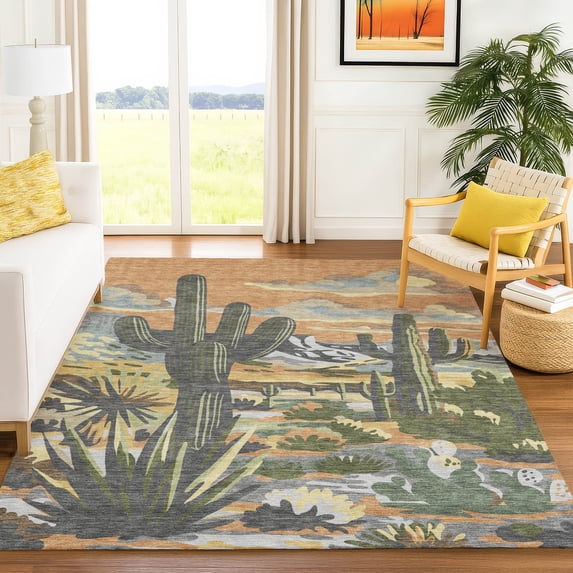 Addison Rugs Chantille Indoor/Outdoor Transitional Americana Copper Machine Washable Rectangle Rug, 5' x 7'6"