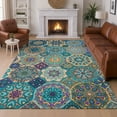 thumbnail image 1 of Addison Rugs Chantille Indoor/Outdoor Transitional Americana Teal Machine Washable Rectangle Rug, 5' x 7'6", 1 of 8