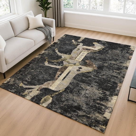 Addison Rugs Chantille Indoor/Outdoor Transitional Animal Black Machine Washable Rectangle Rug, 10' x 14'