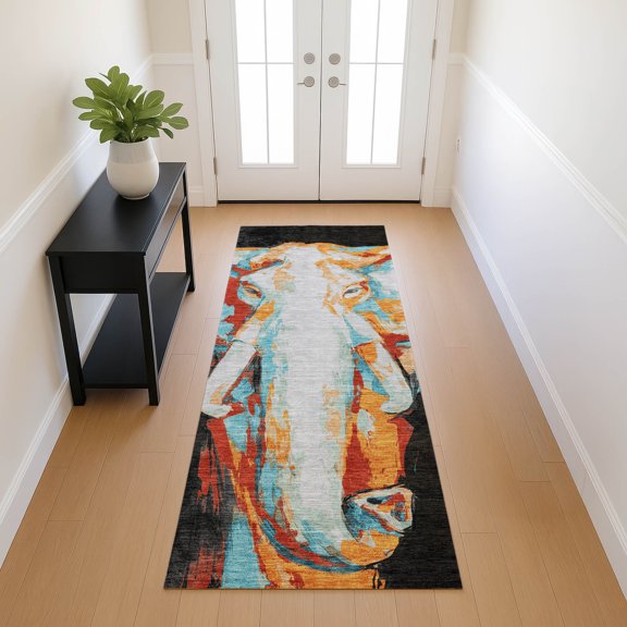 Addison Rugs Chantille Indoor/Outdoor Transitional Animal Black Machine Washable Runner Rug, 2'3" x 7'6"