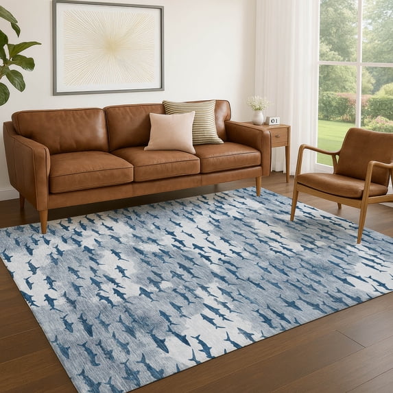 Addison Rugs Chantille Indoor/Outdoor Transitional Animal Blue Machine Washable Rectangle Rug, 5' x 7'6"