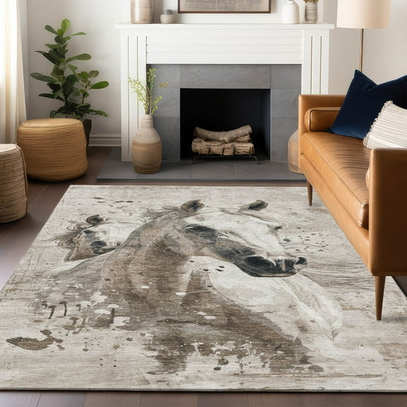 Addison Rugs Chantille Indoor/Outdoor Transitional Animal Ivory Washable Rectangle Rug, 5' x 7'6"