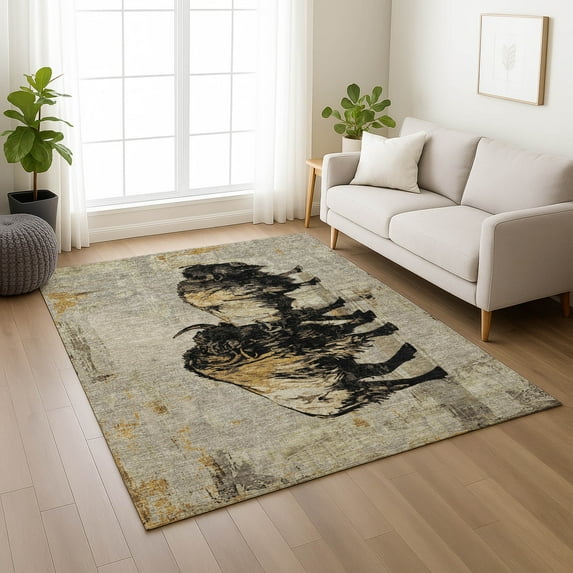 Addison Rugs Chantille Indoor/Outdoor Transitional Animal Khaki Machine Washable Rectangle Rug, 10' x 14'
