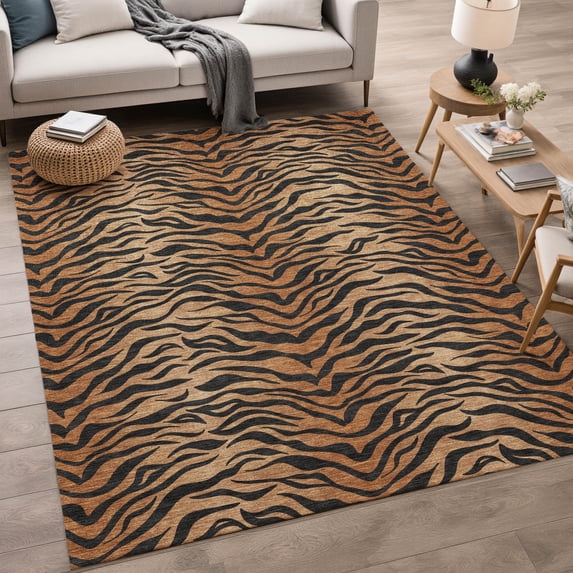 Addison Rugs Chantille Indoor/Outdoor Transitional Animal Print Rust Machine Washable Rectangle Rug, 8' x 10'