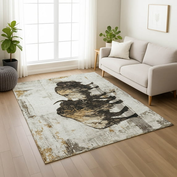 Addison Rugs Chantille Indoor/Outdoor Transitional Animal Putty Machine Washable Rectangle Rug, 9' x 12'