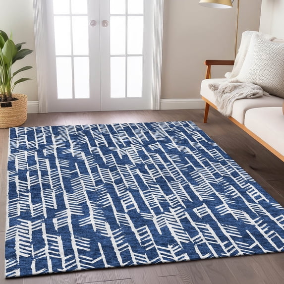 Addison Rugs Chantille Indoor/Outdoor Transitional Arrows Navy Washable Rectangle Rug, 3' x 5'
