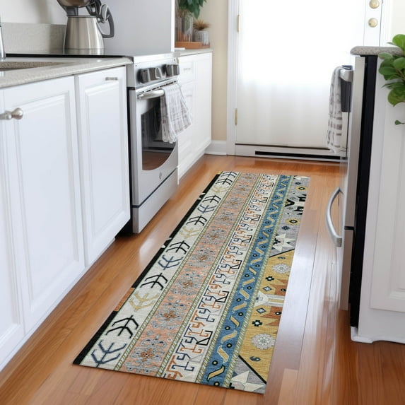 Addison Rugs Chantille Indoor/Outdoor Transitional Aztec Black Washable Runner Rug, 2'3" x 7'6"