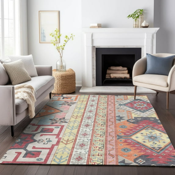 Addison Rugs Chantille Indoor/Outdoor Transitional Aztec Linen Washable Rectangle Rug, 5' x 7'6"