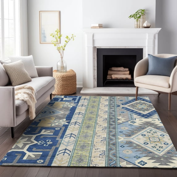Addison Rugs Chantille Indoor/Outdoor Transitional Aztec Navy Washable Rectangle Rug, 2'6" x 3'10"