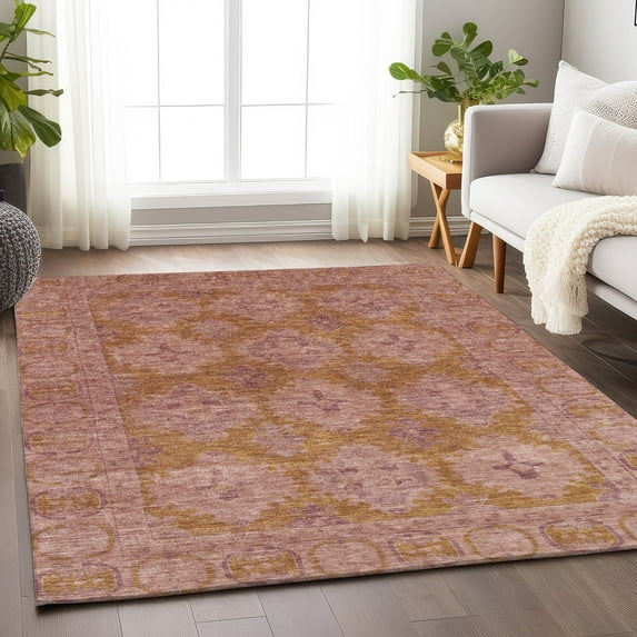 Addison Rugs Chantille Indoor/Outdoor Transitional Border Blush Machine Washable Rectangle Rug, 10' x 14'